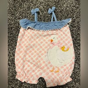 pink and blue duck romper